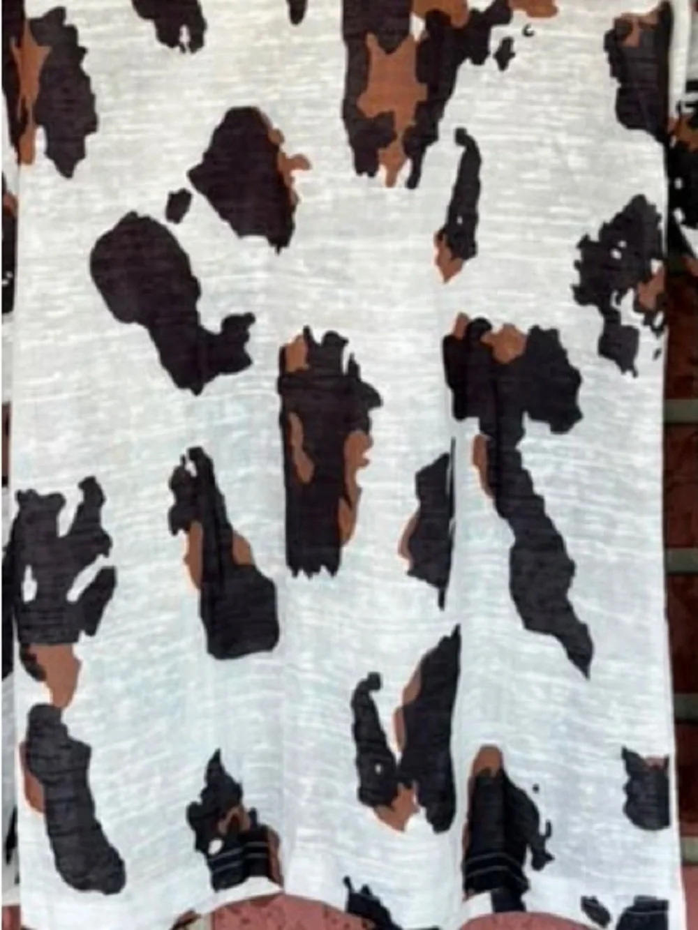 Women's V-Neck Animal Print Top - Black & Brown on Ivory